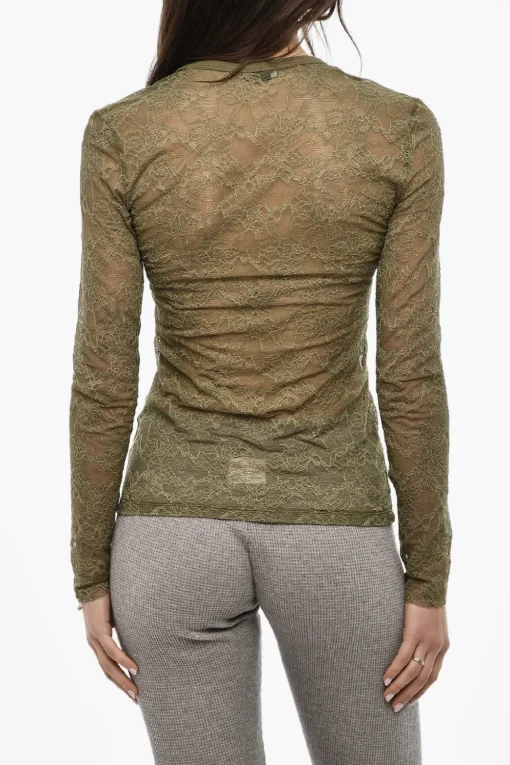 Outlet Top Slim Fit In Pizzo Con Bottoni Donna Intimo