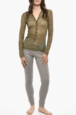 Outlet Top Slim Fit In Pizzo Con Bottoni Donna Intimo