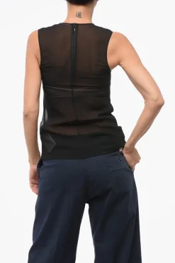 Fashion Top Smanicato in Sheer Donna T-Shirts E Tops