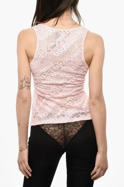 Fashion Top Traforato Con Logo All-Over Donna T-Shirts E Tops