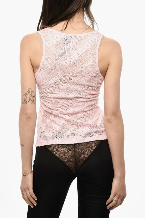 Fashion Top Traforato Con Logo All-Over Donna T-Shirts E Tops
