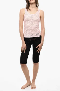 Fashion Top Traforato Con Logo All-Over Donna T-Shirts E Tops