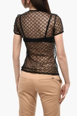Outlet Top Trasparente In Paillettes Donna T-Shirts E Tops