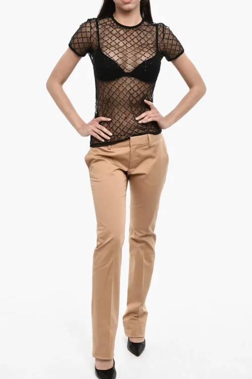 Outlet Top Trasparente In Paillettes Donna T-Shirts E Tops