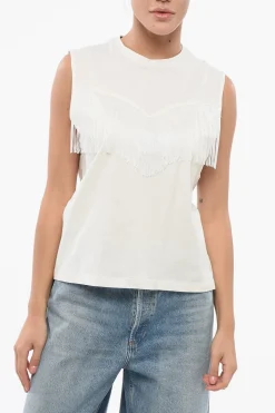 Top TWILIGHT In Cotone con Frange>Pinko New