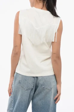 Top TWILIGHT In Cotone con Frange>Pinko New