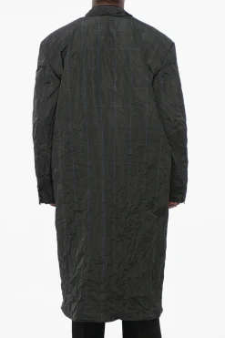 Fashion Trench in Nylon District Check con Design Tascabile Uomo Cappotti E Trench