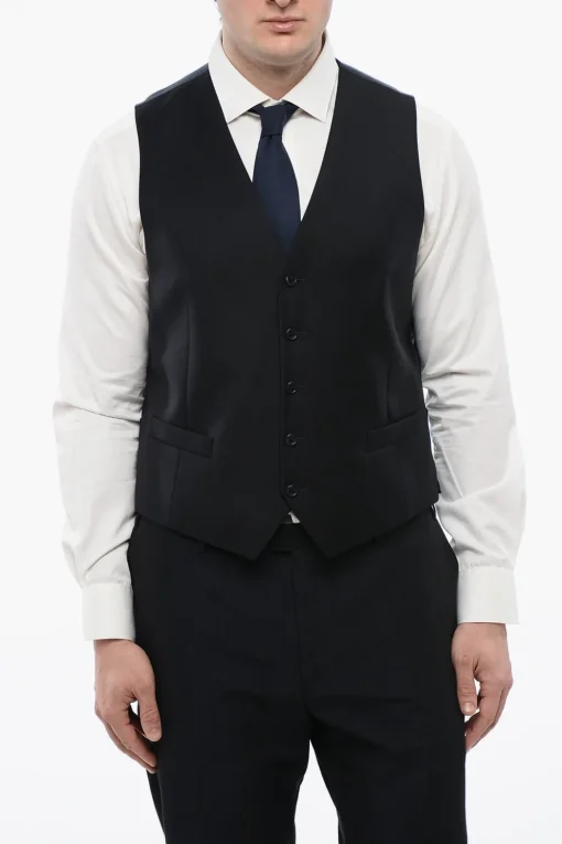 Sale TREND Gilet in Lana Vergine a 2 Tasche Uomo Giacche