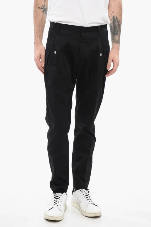 TREND Pantaloni a Una Pince In Cotone con Abbottonatura Nascosta>Corneliani Clearance