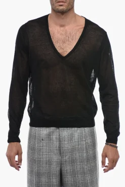 Best TREND Pullover In Misto Lino Con Collo a V Uomo Maglieria