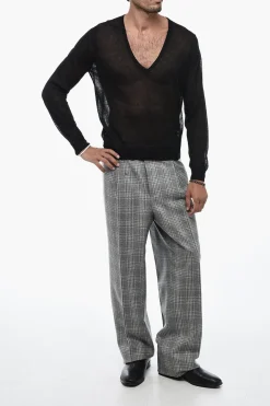 Best TREND Pullover In Misto Lino Con Collo a V Uomo Maglieria
