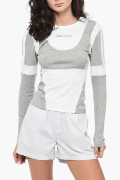 Clearance T-Shirt A Manica Lunga CUT FITTED Con Tessuti A Contrasto Donna T-Shirts E Tops