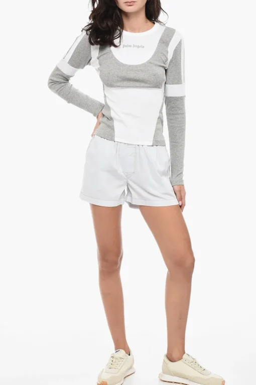 Clearance T-Shirt A Manica Lunga CUT FITTED Con Tessuti A Contrasto Donna T-Shirts E Tops