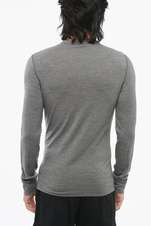 T-Shirt a Maniche Lunghe in Misto Lana con Abbottonatura Frontale>Dsquared2 Outlet