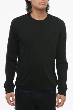 T-Shirt a Maniche Lunghe in Cotone Stretch con Elastici a Contrasto>Dsquared2 New