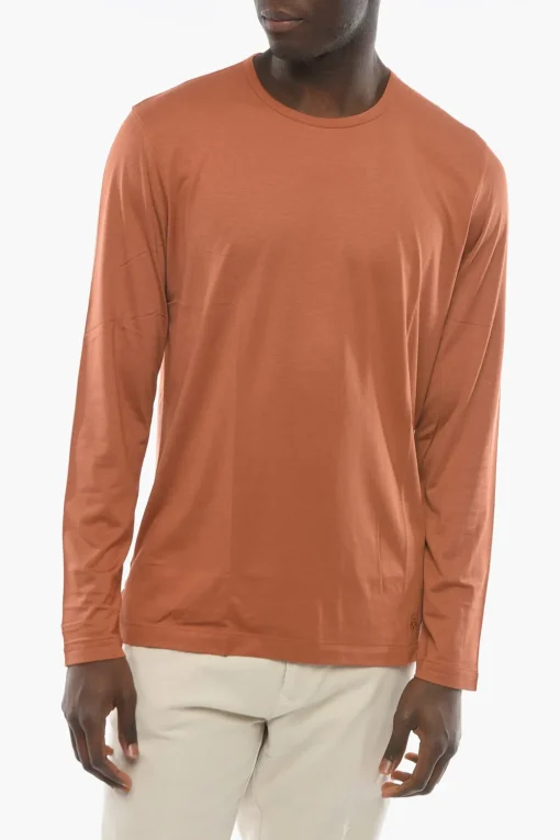 New T-shirt a Maniche Lunghe in Seta Uomo T-Shirt