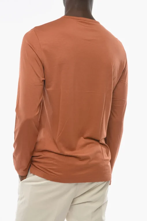 New T-shirt a Maniche Lunghe in Seta Uomo T-Shirt