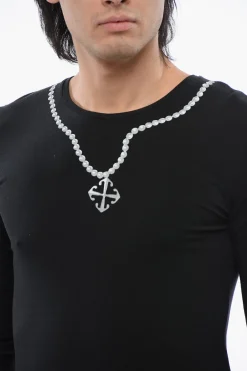 T-shirt A Maniche Lunghe NECKLACE Stampata></noscript>Off-White Outlet