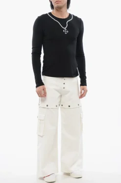 T-shirt A Maniche Lunghe NECKLACE Stampata></noscript>Off-White Outlet