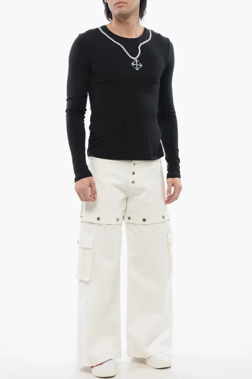 T-shirt A Maniche Lunghe NECKLACE Stampata>Off-White Outlet