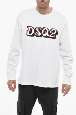 Fashion T-Shirt a Maniche Lunghe Skater Fit con Stampa Logo Uomo T-Shirt