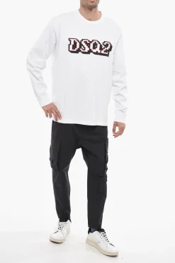 Fashion T-Shirt a Maniche Lunghe Skater Fit con Stampa Logo Uomo T-Shirt