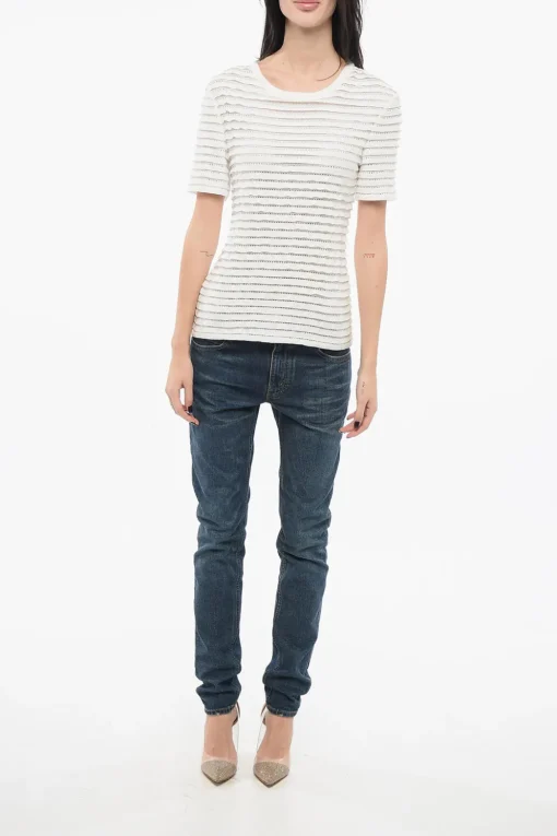 Best T-shirt a Righe con Strass Donna T-Shirts E Tops