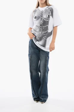 T-shirt BERDI Oversized con Stampa Trompe l'oeil></noscript>John Richmond Sale