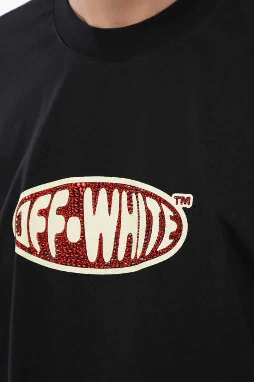 T-Shirt Con Logo Abbellito In Strass>Off-White Outlet