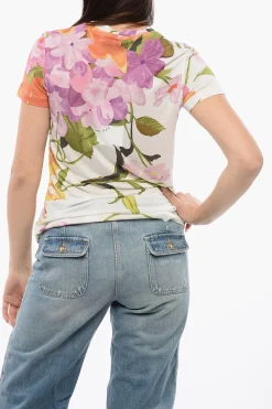 Hot T-Shirt Con Stampa Floreale Donna T-Shirts E Tops