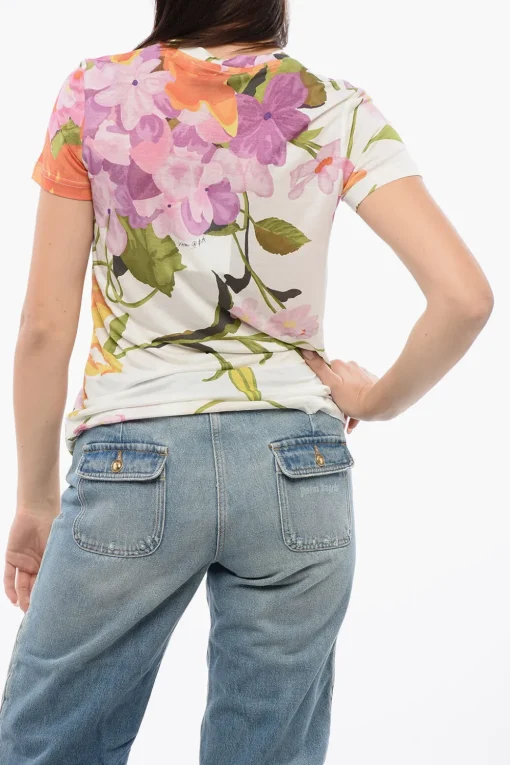 Hot T-Shirt Con Stampa Floreale Donna T-Shirts E Tops