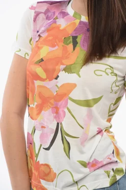 Hot T-Shirt Con Stampa Floreale Donna T-Shirts E Tops