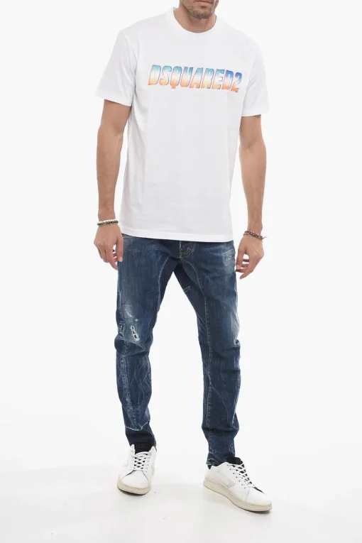 Fashion T-Shirt Cool Fit con Logo Effetto Glitter Uomo T-Shirt