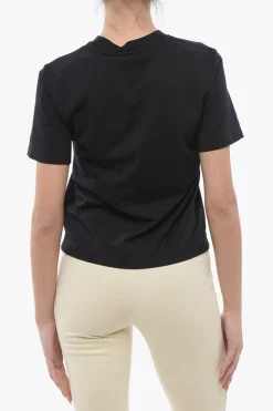 T-shirt Crop Con Logo Ricamato>Palm Angels Best
