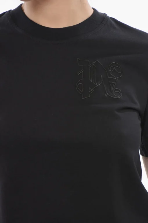 T-shirt Crop Con Logo Ricamato>Palm Angels Best