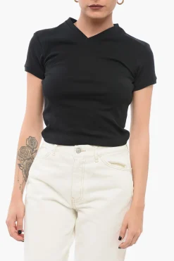 T-Shirt Cropped Fit con Design a Portafoglio>Coperni Discount