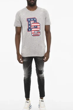 Best T-shirt Effetto Vintage Con Stampa Flag Uomo T-Shirt