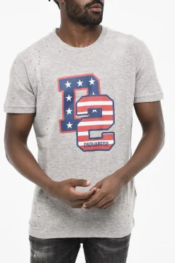 Best T-shirt Effetto Vintage Con Stampa Flag Uomo T-Shirt