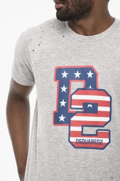 Best T-shirt Effetto Vintage Con Stampa Flag Uomo T-Shirt