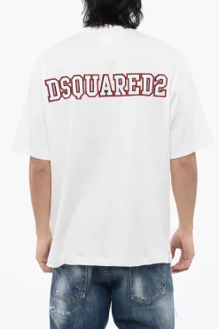 T-Shirt Football Fit in Misto Cotone con Logo in Applicazione>Dsquared2 Sale