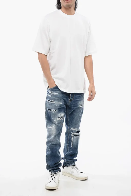 T-Shirt Football Fit in Misto Cotone con Logo in Applicazione>Dsquared2 Sale