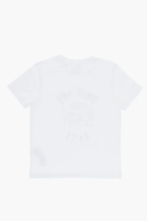 Outlet T-Shirt Gircollo in Tinta Unita con Stampa Frontale Bambino Abbigliamento