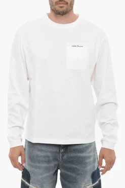 Outlet T-shirt Girocollo a Maniche Lunghe con Taschino Uomo T-Shirt