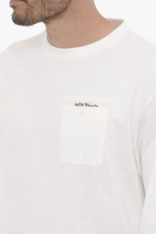 Outlet T-shirt Girocollo a Maniche Lunghe con Taschino Uomo T-Shirt