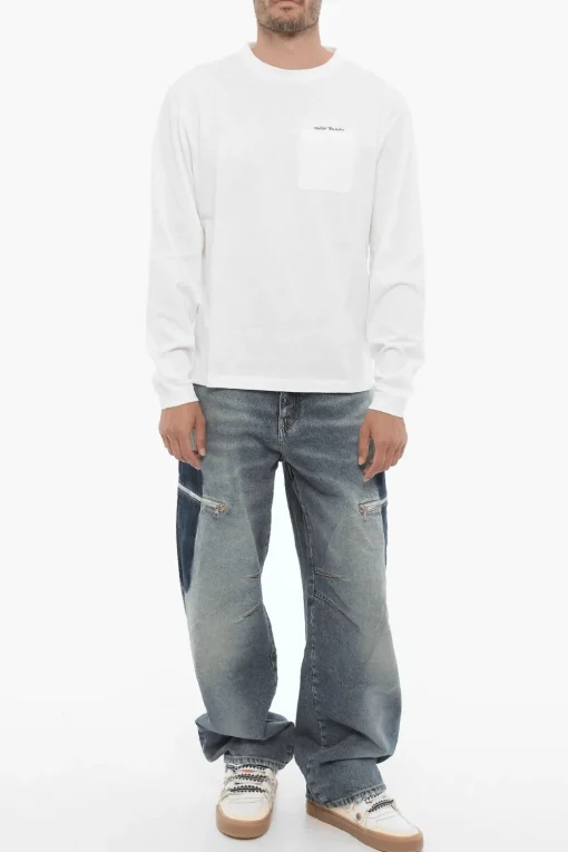 Outlet T-shirt Girocollo a Maniche Lunghe con Taschino Uomo T-Shirt