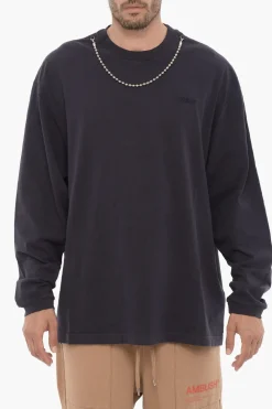 Best T-Shirt Girocollo a Maniche Lunghe con Catena Argentata Uomo T-Shirt