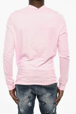 T-shirt Girocollo a Maniche lunghe Effetto Acid Wash>Dsquared2 Sale