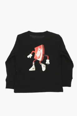 Sale T-shirt girocollo a tinta unita con stampa laterale Bambino Abbigliamento