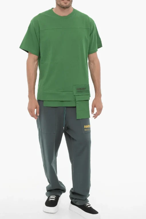 T-Shirt Girocollo AMAZON SEA FOAM in Tinta Unita con Taschino>Ambush Sale