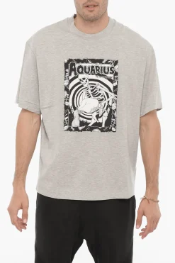 T-Shirt Girocollo AQUARIUS THE HUMANITARIAN Stampata>Neil Barrett Outlet